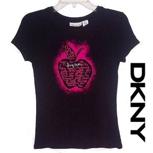 DKNY Y2K Vintage Apple Graphic Tee T-Shirt - S Small
